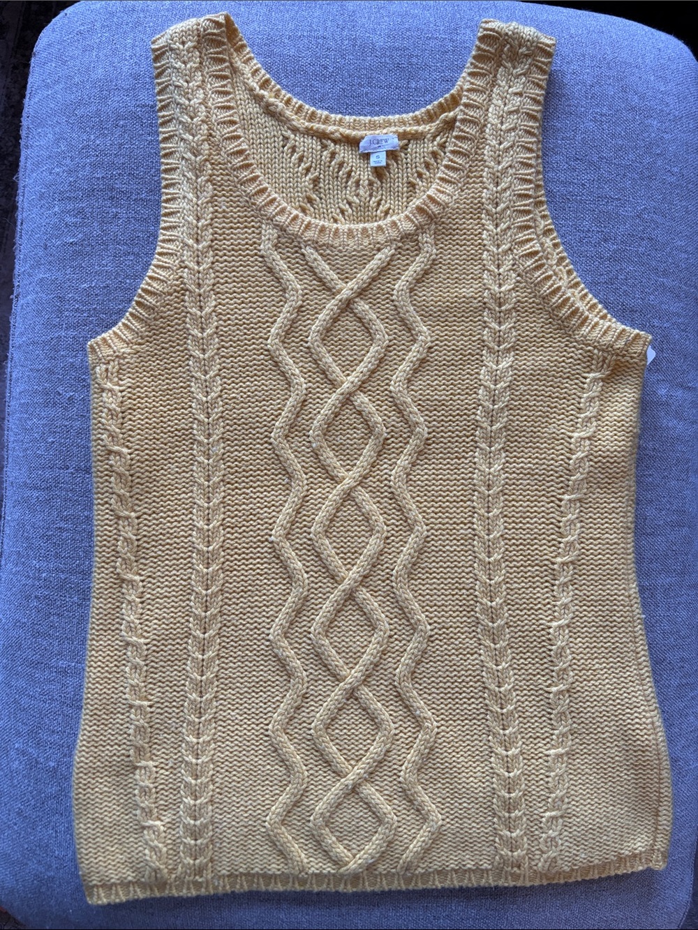 J Crew Mustard Yellow Cable-Knit Sleeveless Tank size Small